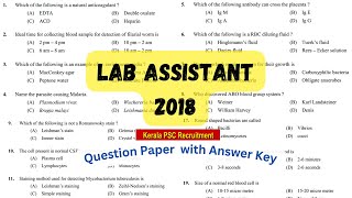 LABORATORY ASSISTANT - MEDICAL EDUCATION / HEALTH SERVICES 2018 (Lab assistant previous question p)