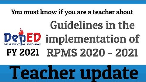 Guidelines on the implementation of the results-based performance management system RPMS 2020 – 2021