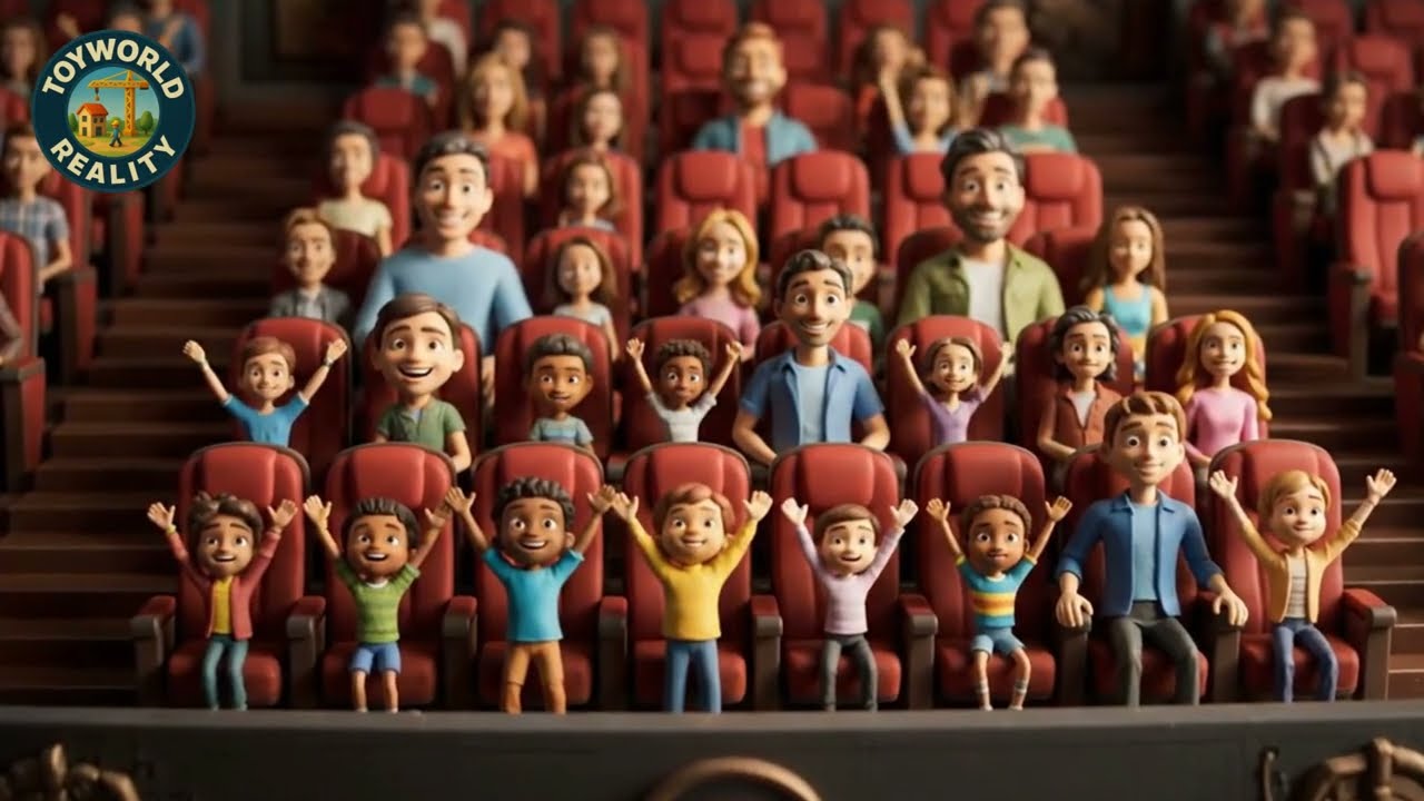 Tiny Theater with Glowing Screen & Popcorn Stalls