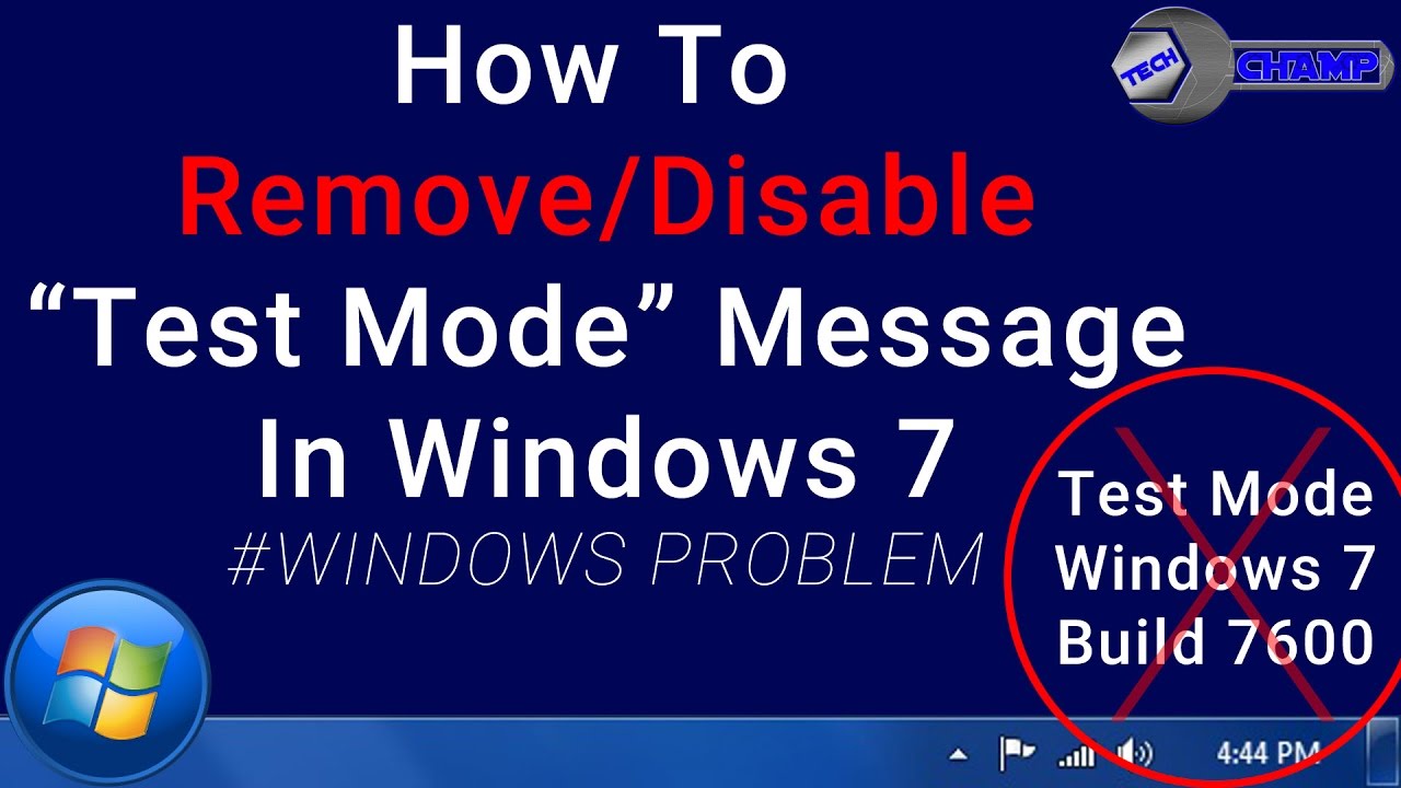 How To Remove Test Mode Message In Window 7 | 