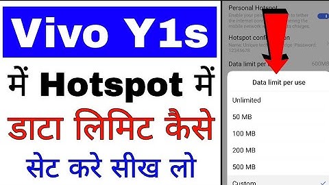 how to set hotspot data limit in vivo Y1s।। vivo Y1s mobile me hotspot me data limit Kaise set Kare