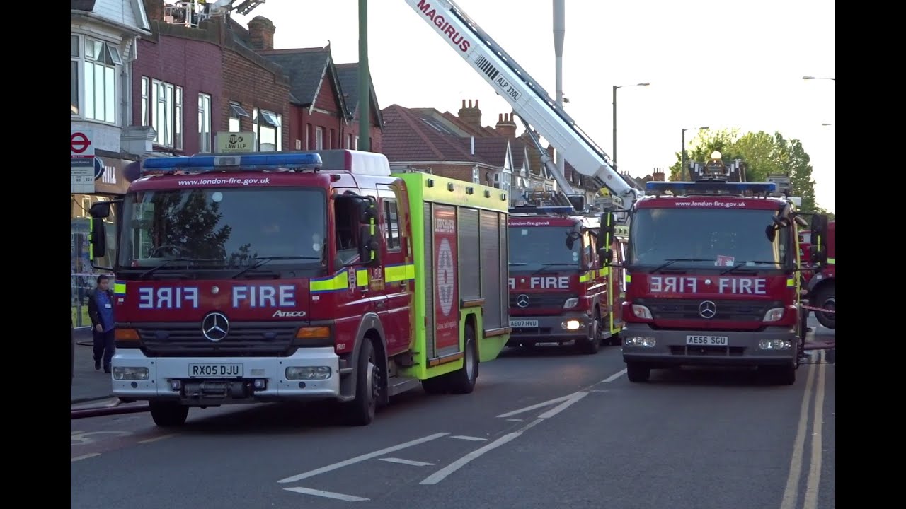Emergency Services at building fire in Alperton