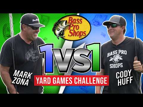 T-Shirt, Baseball Cap, Hat. Text: Bass Pro Shops BASS PRO Shops SHOPS MARK CODY ZONA YARD GAMES CHALLENGE HUFF