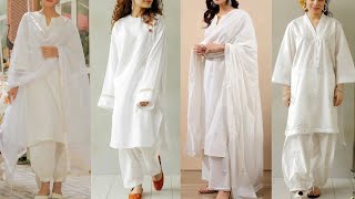 Stylish Lawn Cotton White Colour Dress Designslatest White Kurti Designsplain White Dresses