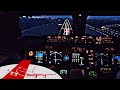 BOEING 747 NIGHT LANDING - Cockpit View Amsterdam