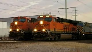 Must see train race! Trains race side by side on Staples Sub through Twin Cities SD75 Warbonnet