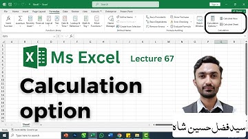 Calculation Option in Excel Hindi/Urdu Lecture 67