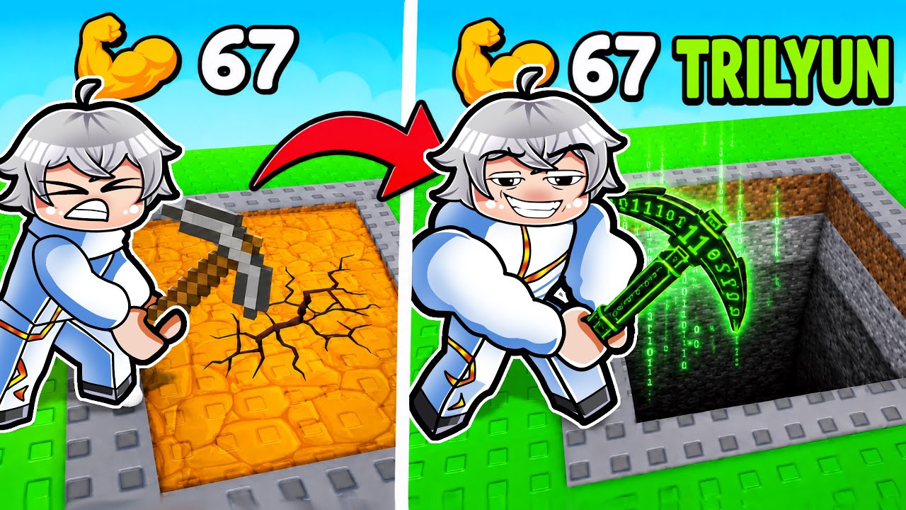 NOOB to PRO Pakai PICKAXE HACKER di +1 Mine per Click Roblox!