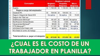 como Calcular El Costo De Un Trabajador En Planilla Rgimen General Y Mype
