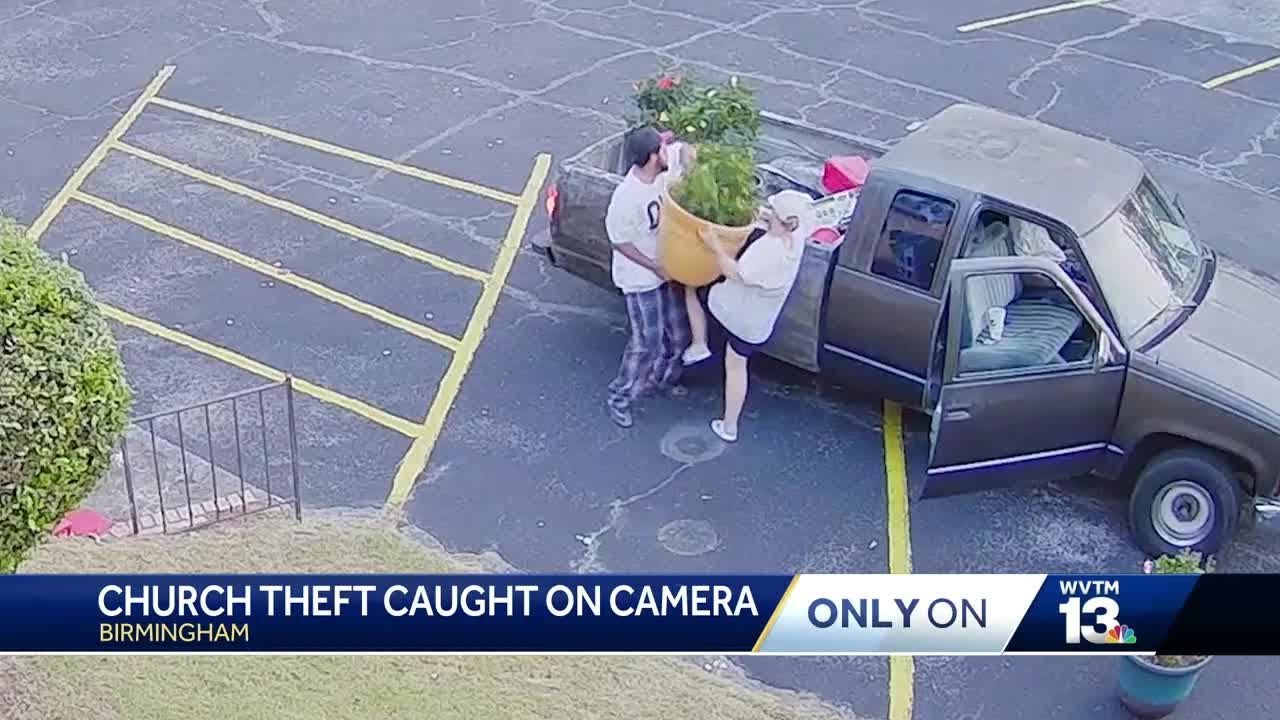 Thieves caught on camera stealing flower pots from Birmingham church ...
