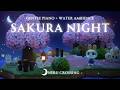 【あつ森BGM】星空と光の夜桜島で癒しのお花見｜優しいピアノ＋環境音[水の流れる音]｜途中広告なし｜4時間｜作業用BGM｜夢の島クリエイト【ACNH】