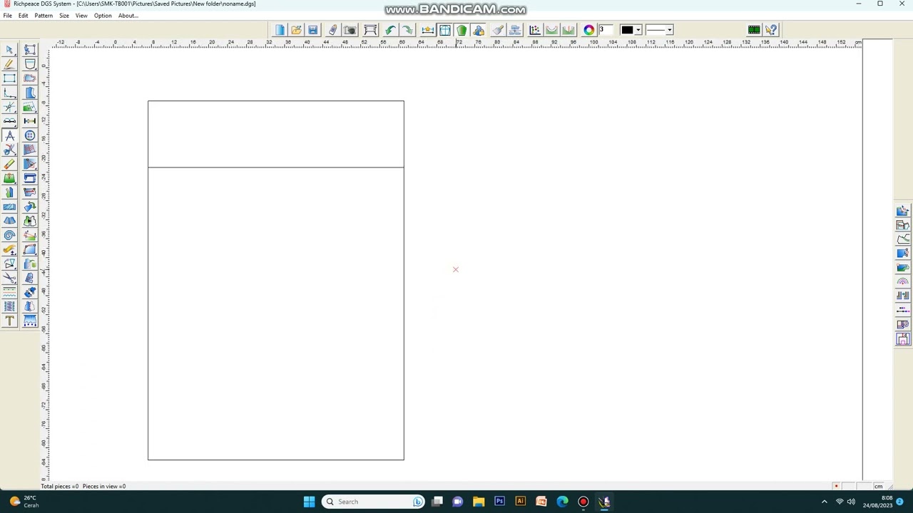menggunakan ikon compasses dan snip curve pada aplikasi Rich Peace Cad