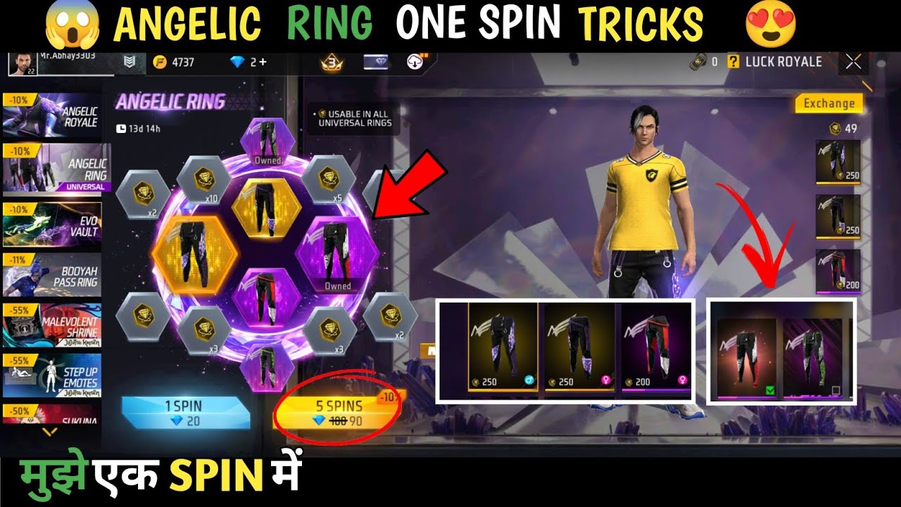 Only 300 diamond 😱 ANGELIC PANIT RING EVENT 1 SPIN TRICK 🔥 - Gaming With Crazy 