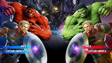 Red Hulk & Gladiator Cap vs Hulk & Cap (Very Hard) Marvel vs Capcom | 4K UHD Gameplay