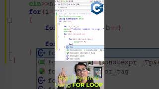 Right pyramid Printing using FOR loop in c++ | print pattern Right CPP #shorts