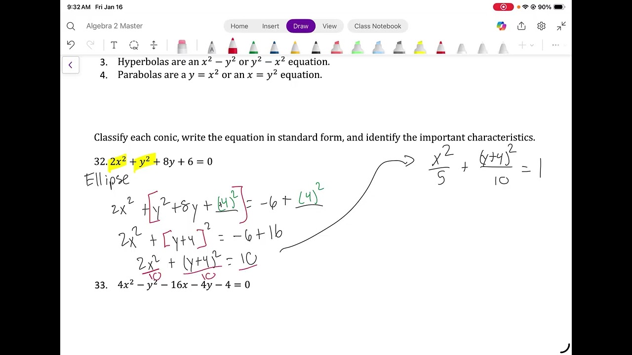 Chapter 10   Classifying Conics and Writing Equations in Standard Form Example 1