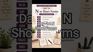 English Short Forms Series | Day 14 – N se Short Forms with Full Forms 🔥 | Learn English Easy