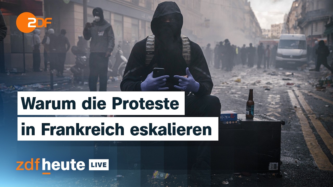 Gewalt, Plünderungen, brennendes Rathaus: Neuer Höhepunkt der Proteste in Frankreich | ZDFheute live