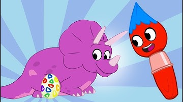 Painting Dinosaur Eggs | Fun Animal Cartoons | Kids Videos | Learning for Kids