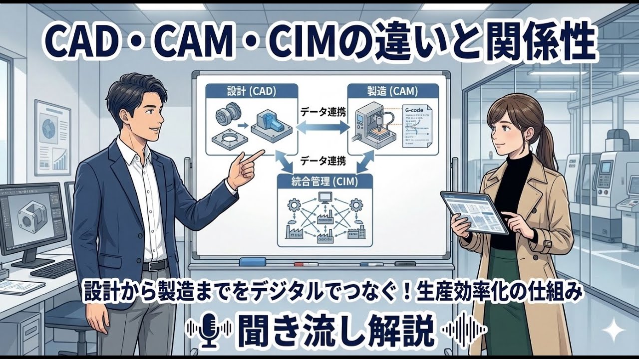 【重要論点・聞き流し】 CAD、CAM、CIMの違い『生産情報システム の全体像』(事例3) - YouTube