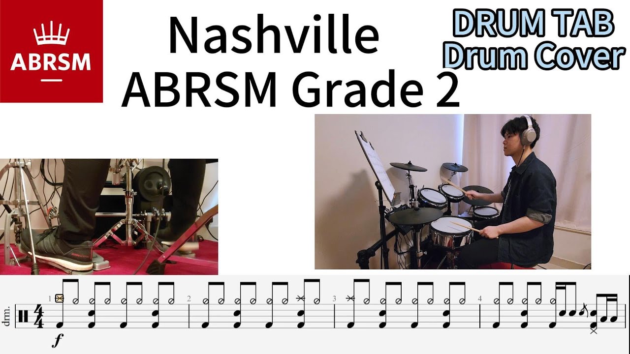 Nashville - ABRSM Grade 2 B3 2024 Syllabus Drum Cover with Tab