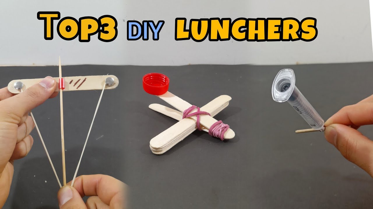 🔥 Top 3 DIY Popsicle Stick Launchers (Catapult, Bow & Syringe Gun) #DIY