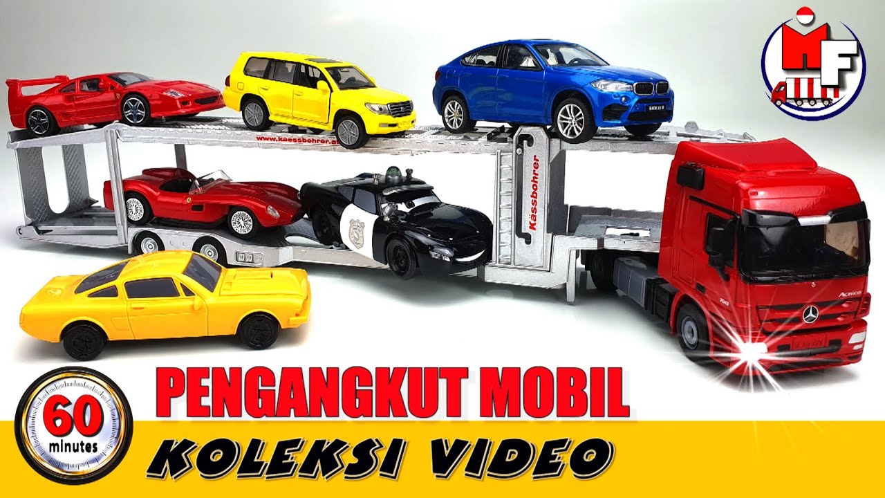 Kumpulan video tentang truk pengangkut mobil. Bermain dan belajar dalam video untuk anak-anak