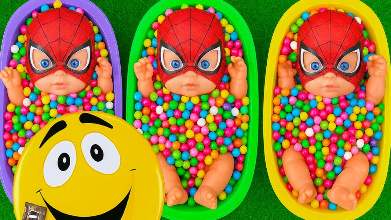 3 Minutes Satisfying with Full of 3 Rainbow BathTubs Candy with M&M's & Magic Slime Cutting Video