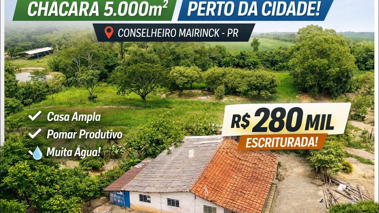 SEU REFÚGIO A MENOS DE 5KM DA CIDADE CHÁCARA COMPLETA POR 280 MIL