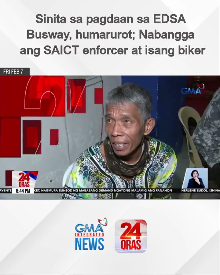 Sinita sa pagdaan sa EDSA Busway, humarurot; Nabangga ang SAICT enforcer at isang biker | 24 Oras