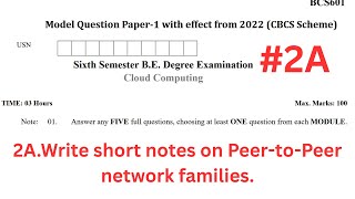 Q2(a) Peer-to-Peer Network Families | BCS601 Cloud Computing | VTU Model Question Paper 2022