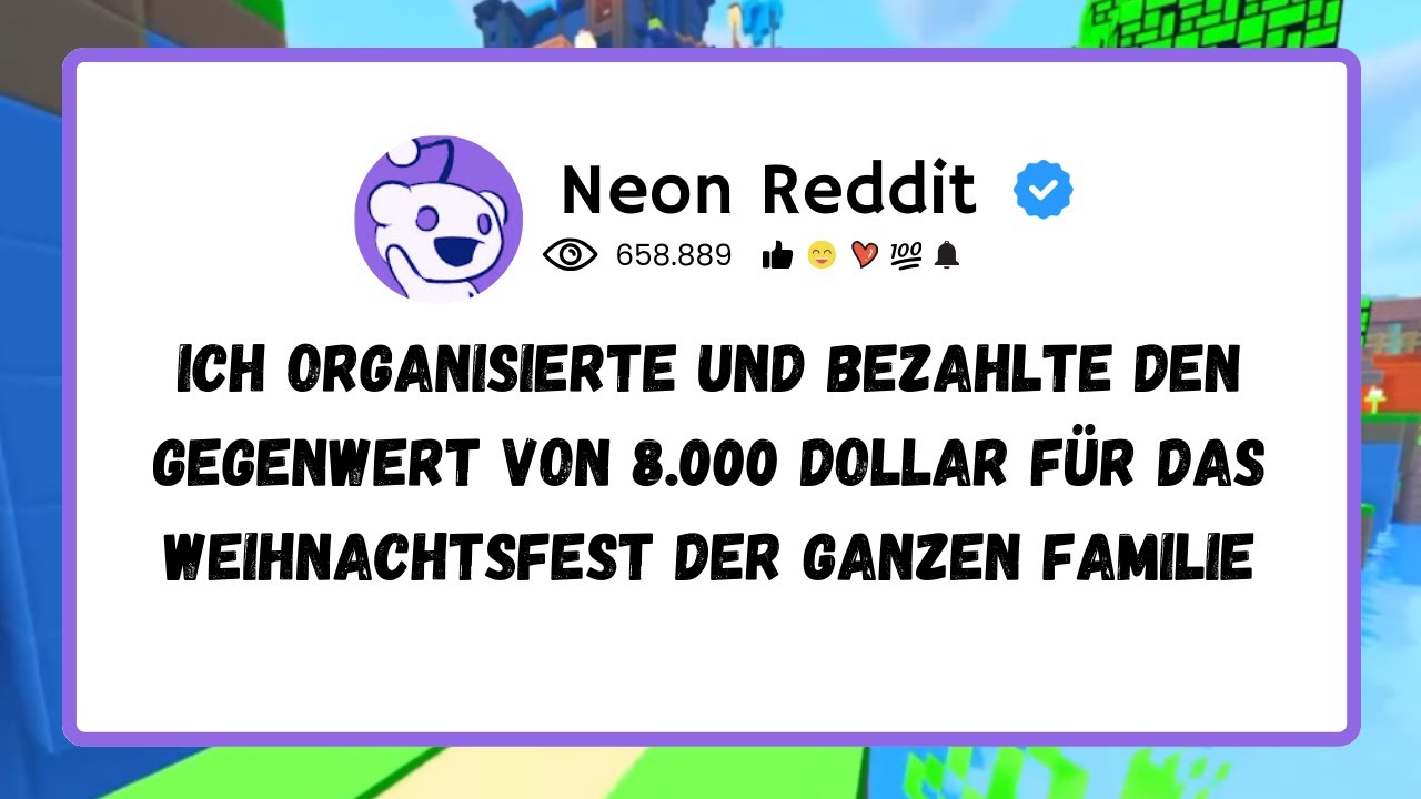 Ich organisierte und bezahlte den Gegenwert von 8 000 Dollar für das Weihnachtsfest der ganzen Famil