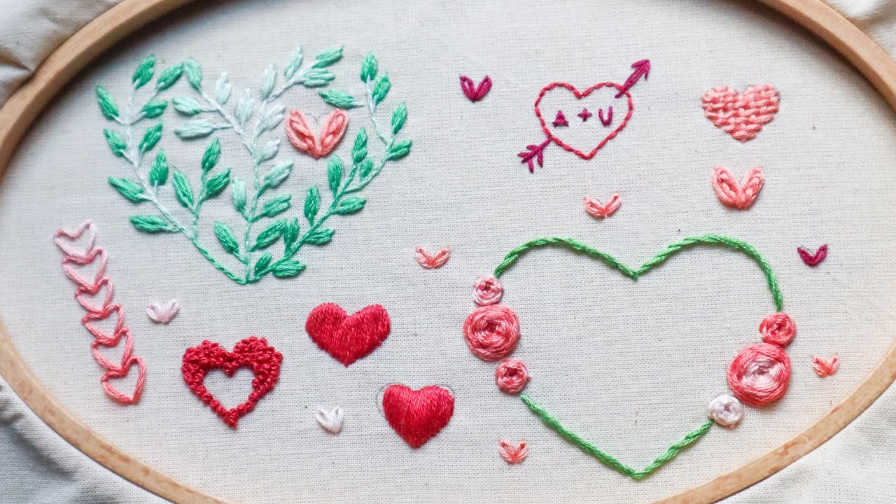 10 methods for heart embroidery