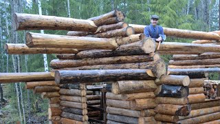 Building ROOF Structure for Log Cabin | My Grandfather helps me