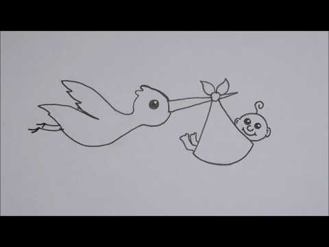 Zo teken je een ooievaar + baby! | How To Draw