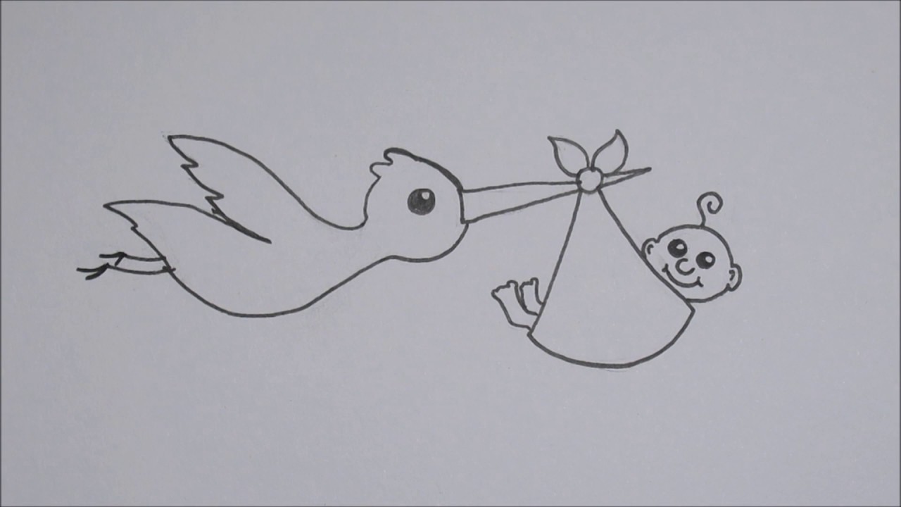 Verwonderend Zo teken je een ooievaar + baby! | How To Draw - YouTube DY-74