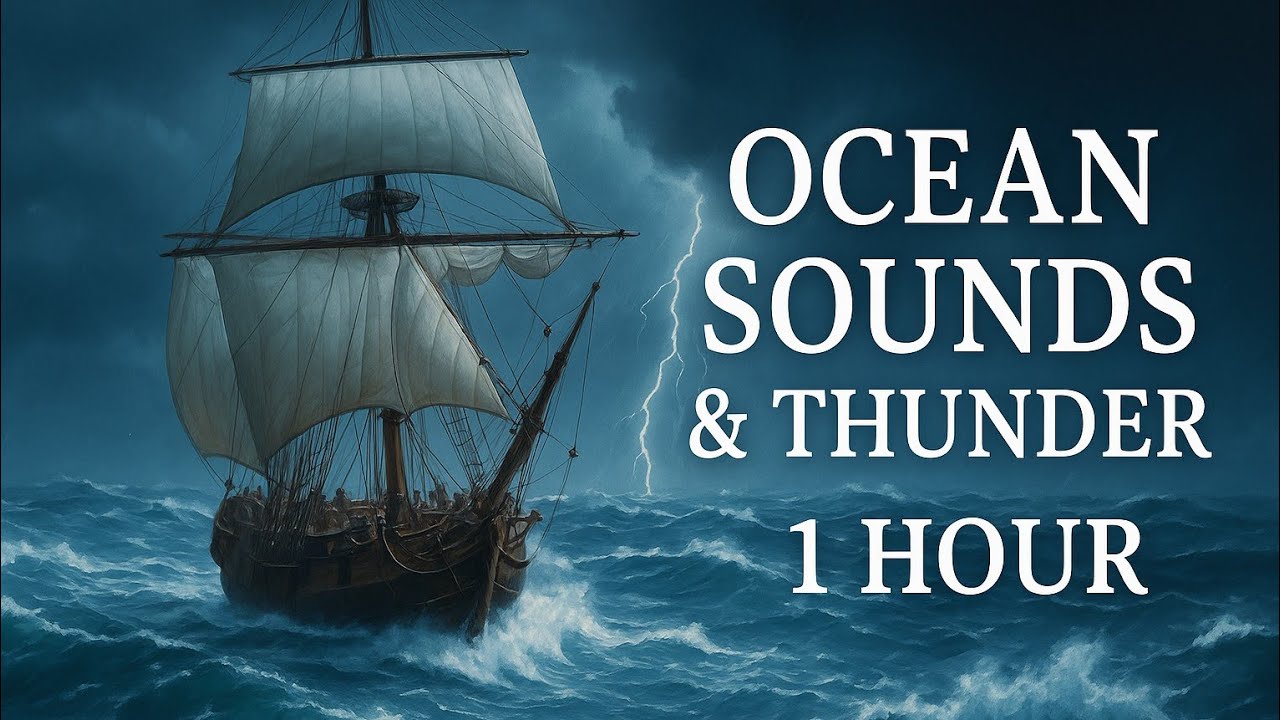 Ocean Storm Sleep Sounds 🌊 | Deep Thunder & Ship Journey | Immersive Ocean Ambience