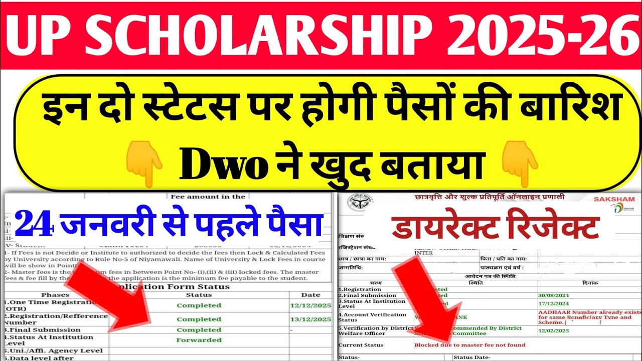 up scholarship latest news today/up scholarship latest news/up scholarship Kab Ayega 2025-26