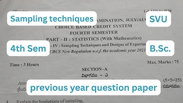 Sampling Techniques (Statistics) | 4th Semester Previous Year Question Paper | SVU | B.Sc.