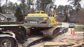 Excavator Side Loading onto Lowboy