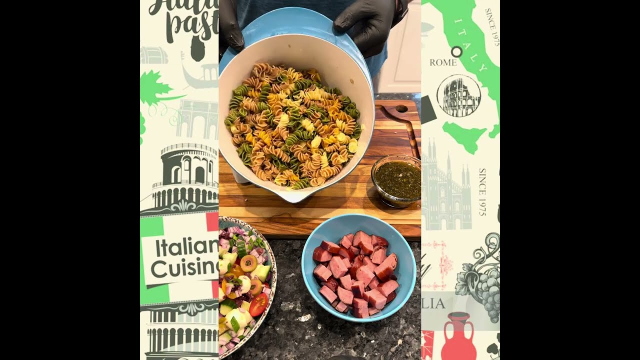 Perfect summertime side dish. Italian Pasta Salad with Kielbasa. 