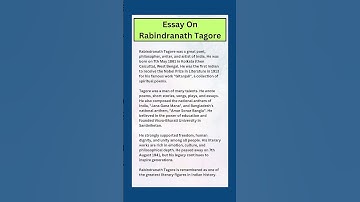 Essay On Rabindranath Tagore | Rabindranath Tagore Essay In English #shorts#short #ytshorts