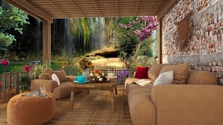Beautiful Spring WATERFALL view in Spring Day Ambience | Water and Bird Sounds for Relaxing