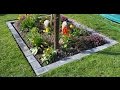 Flisekanter i græsplæne (have) med fliser/beton