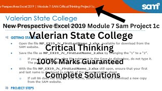 Excel Module 7 SAM Critical Thinking Project C | Valerian State College ||  NP_EX19_CT_7C || Part-1