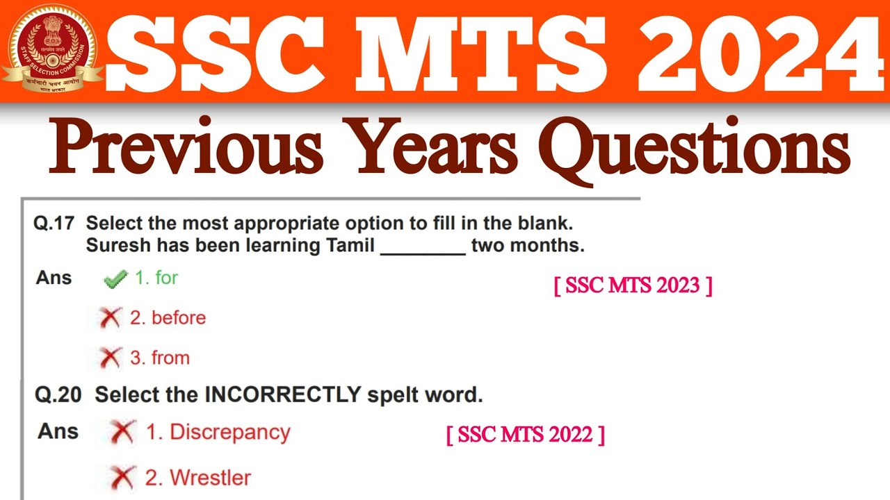 SSC MTS 2024 | Previous Year Questions | SSC MTS 2024 Important ...