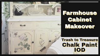 TRASH TO TREASURE FARMHOUSE CABINET MAKEOVER DIY ~ CHALK PAINT & IOD