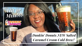 Trying Dunkin' Donuts NEW Salted Caramel Cream Cold Brew! SPRING DRINK ☘️| SIPPING WITH JACK