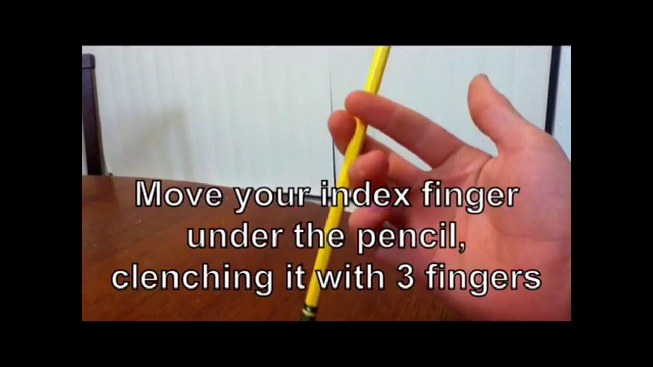 How to spin a pencil through fingers and around thumb YouTube
