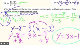 Point-Slope Form Part 2